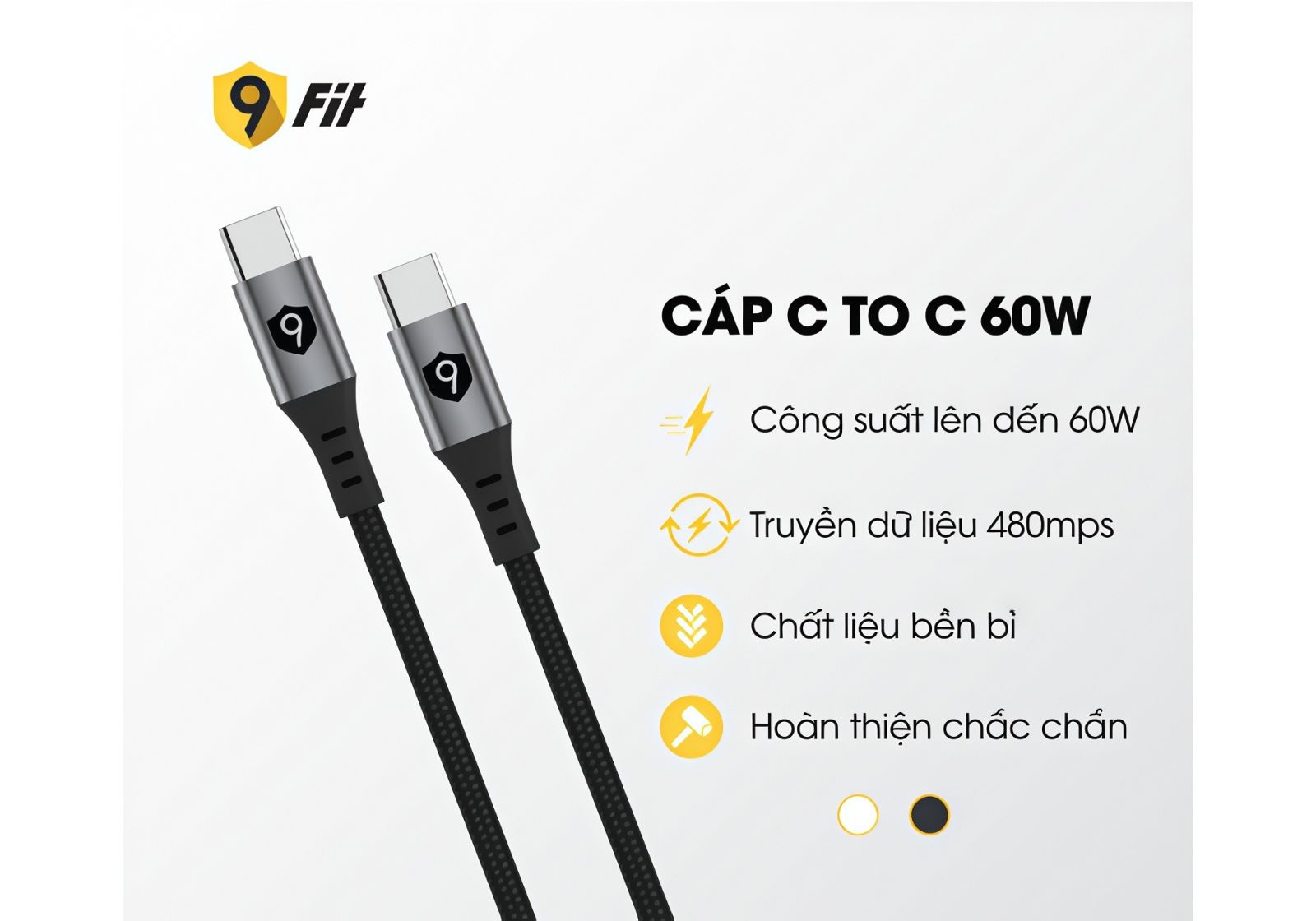 Cáp 9FIT USB-C to USB-C 1M