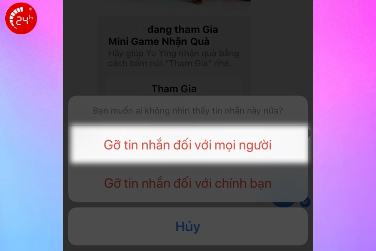 Cách thu hồi tin nhắn Messenger trên iPhone bước 2