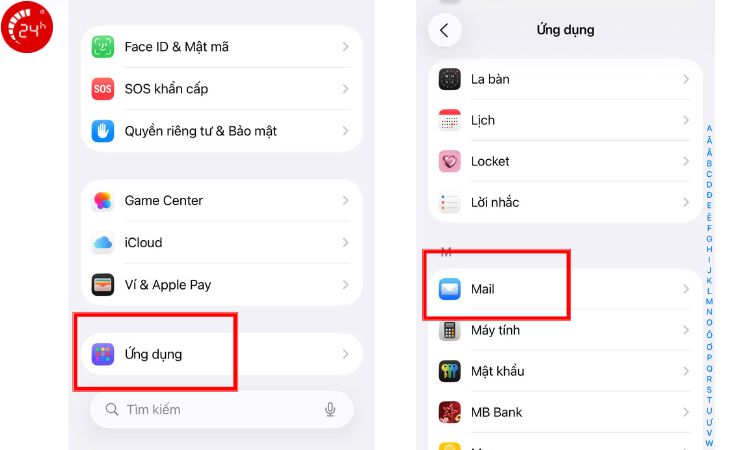 Mở ứng dụng Mail có sẵn trên iPhone
