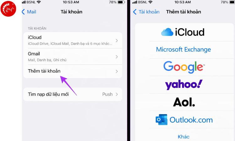 Chọn Google từ danh sách