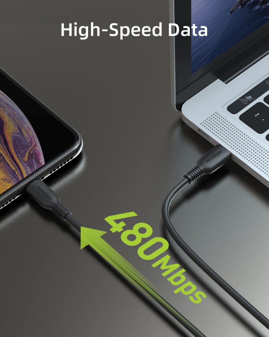 Cáp Innostyle Jazzy USB - C to Lightning Cable 1.2M Black