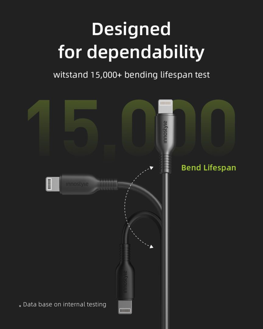 Cáp Innostyle Jazzy USB - C to Lightning Cable 1.2M Black