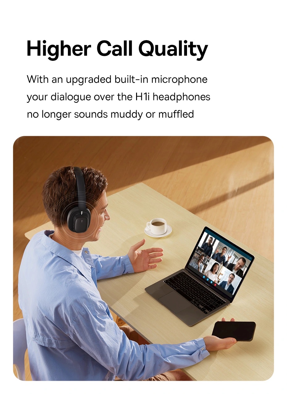 Tai nghe chụp tai Baseus Bowie H1i Black Tai nghe chụp tai Baseus Bowie H1i Black