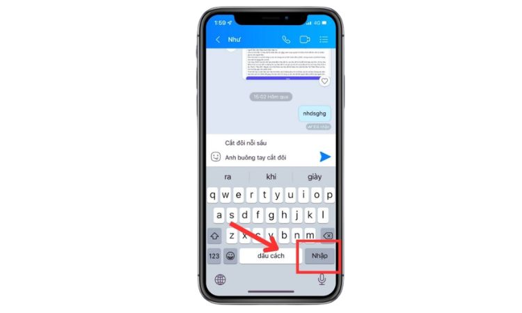 Xuống dòng trong Zalo trên iPhone