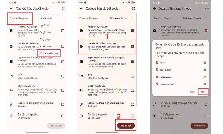 Xóa dữ liệu trên Android