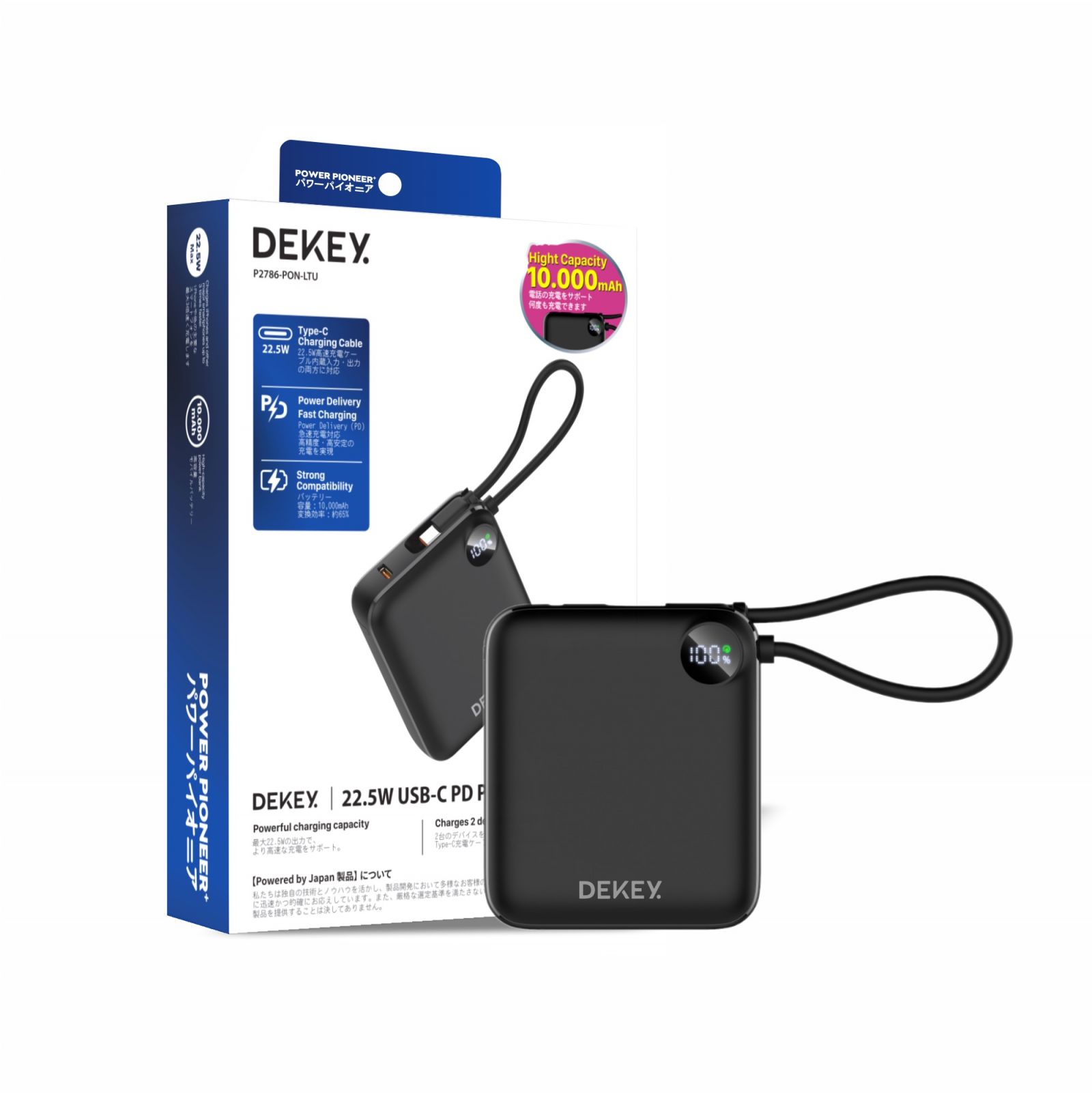 Sạc Dự Phòng DEKEY Power Pioneer 10.000mAh USB-C PD Power Bank 22.5W kèm cáp Type-C Sạc Dự Phòng DEKEY Power Pioneer 10.000mAh USB-C PD Power Bank 22.5W kèm cáp Type-C