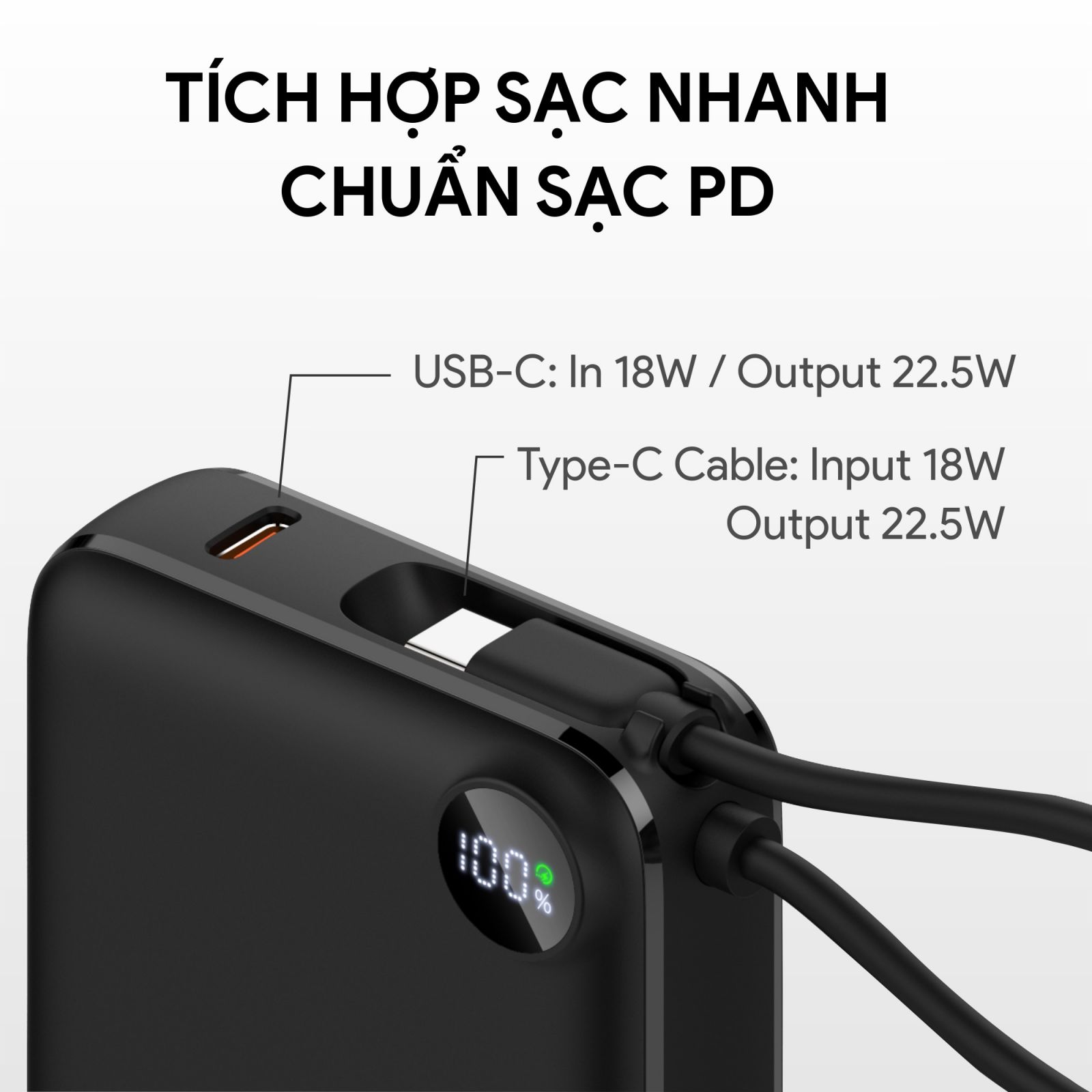 Sạc Dự Phòng DEKEY Power Pioneer 10.000mAh USB-C PD Power Bank 22.5W kèm cáp Type-C Sạc Dự Phòng DEKEY Power Pioneer 10.000mAh USB-C PD Power Bank 22.5W kèm cáp Type-C