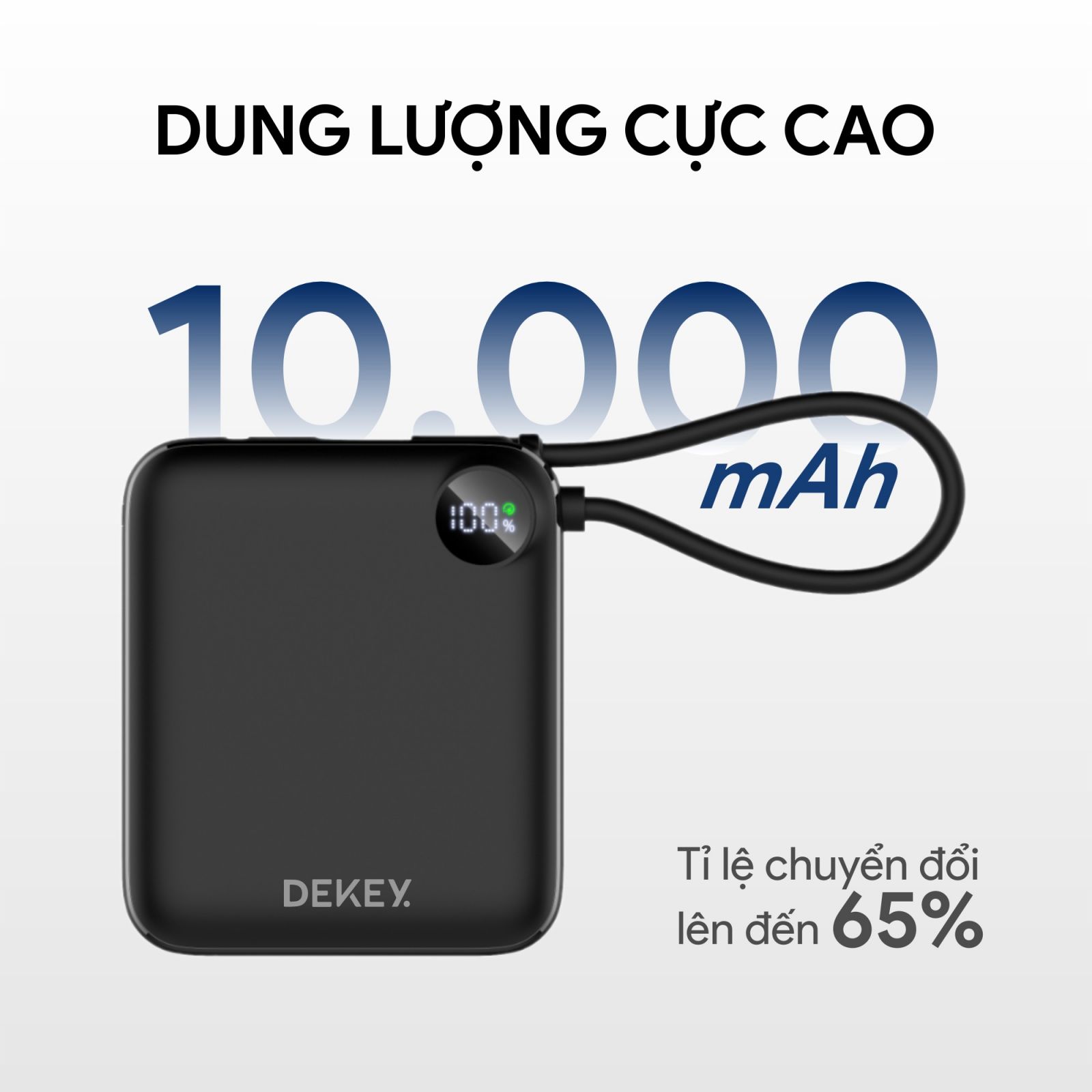 Sạc Dự Phòng DEKEY Power Pioneer 10.000mAh USB-C PD Power Bank 22.5W kèm cáp Type-C Sạc Dự Phòng DEKEY Power Pioneer 10.000mAh USB-C PD Power Bank 22.5W kèm cáp Type-C