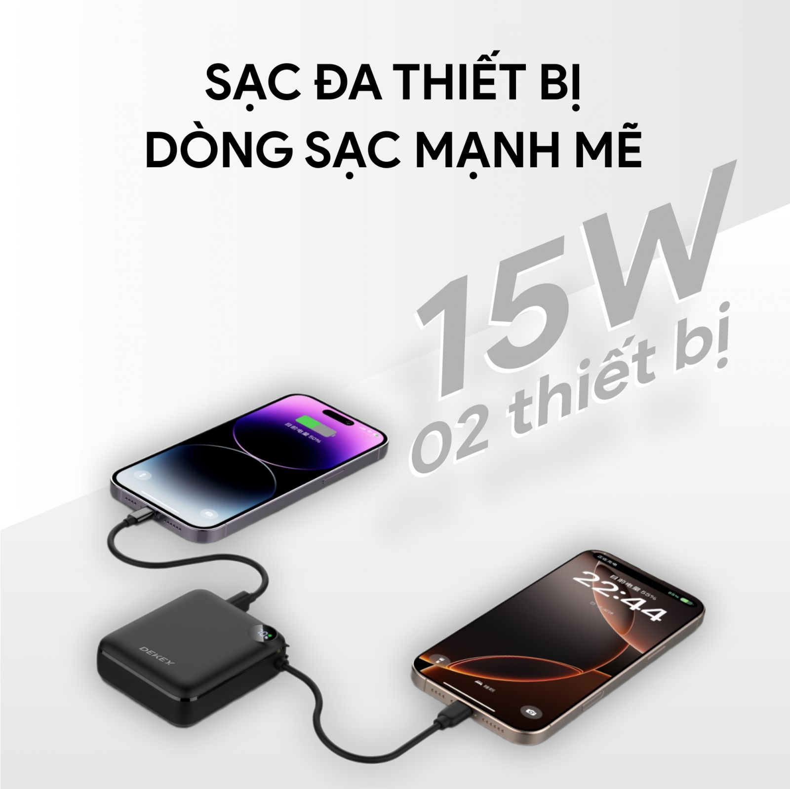 Sạc Dự Phòng DEKEY Power Pioneer 10.000mAh USB-C PD Power Bank 22.5W kèm cáp Type-C Sạc Dự Phòng DEKEY Power Pioneer 10.000mAh USB-C PD Power Bank 22.5W kèm cáp Type-C