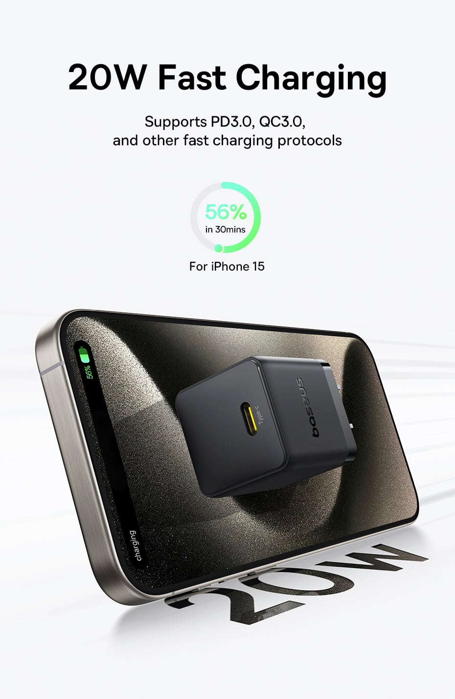 Sạc nhanh Baseus Palm 1C 20W US Sạc nhanh Baseus Palm 1C 20W US