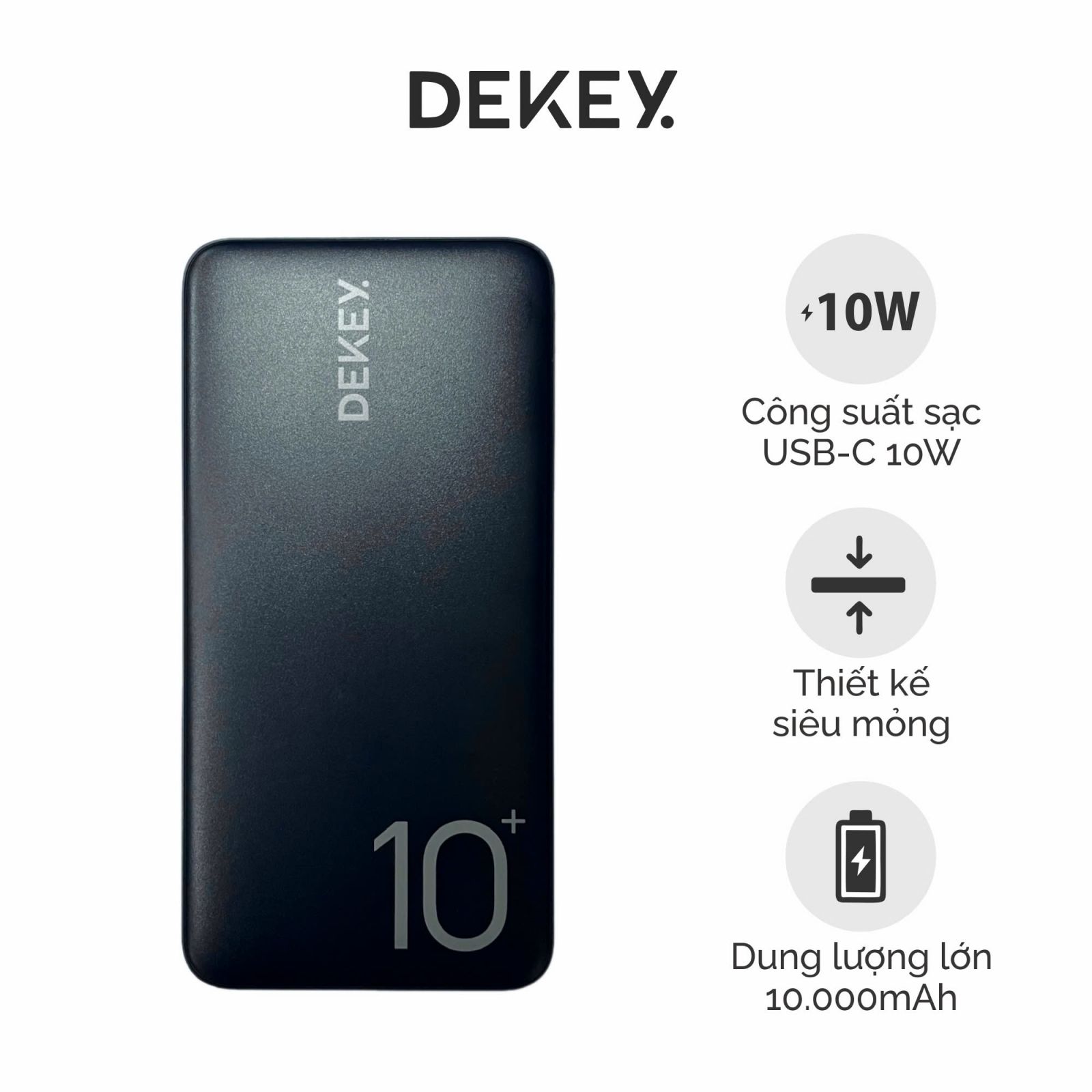 Sạc Dự Phòng DEKEY Power Pioneer 10.000mAh USB-C PD Power Bank 10W