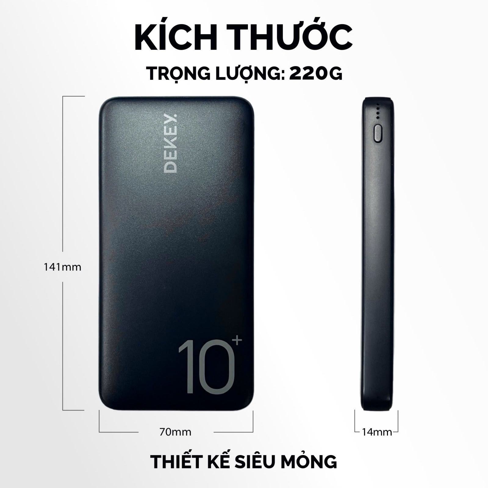 Sạc Dự Phòng DEKEY Power Pioneer 10.000mAh USB-C PD Power Bank 10W