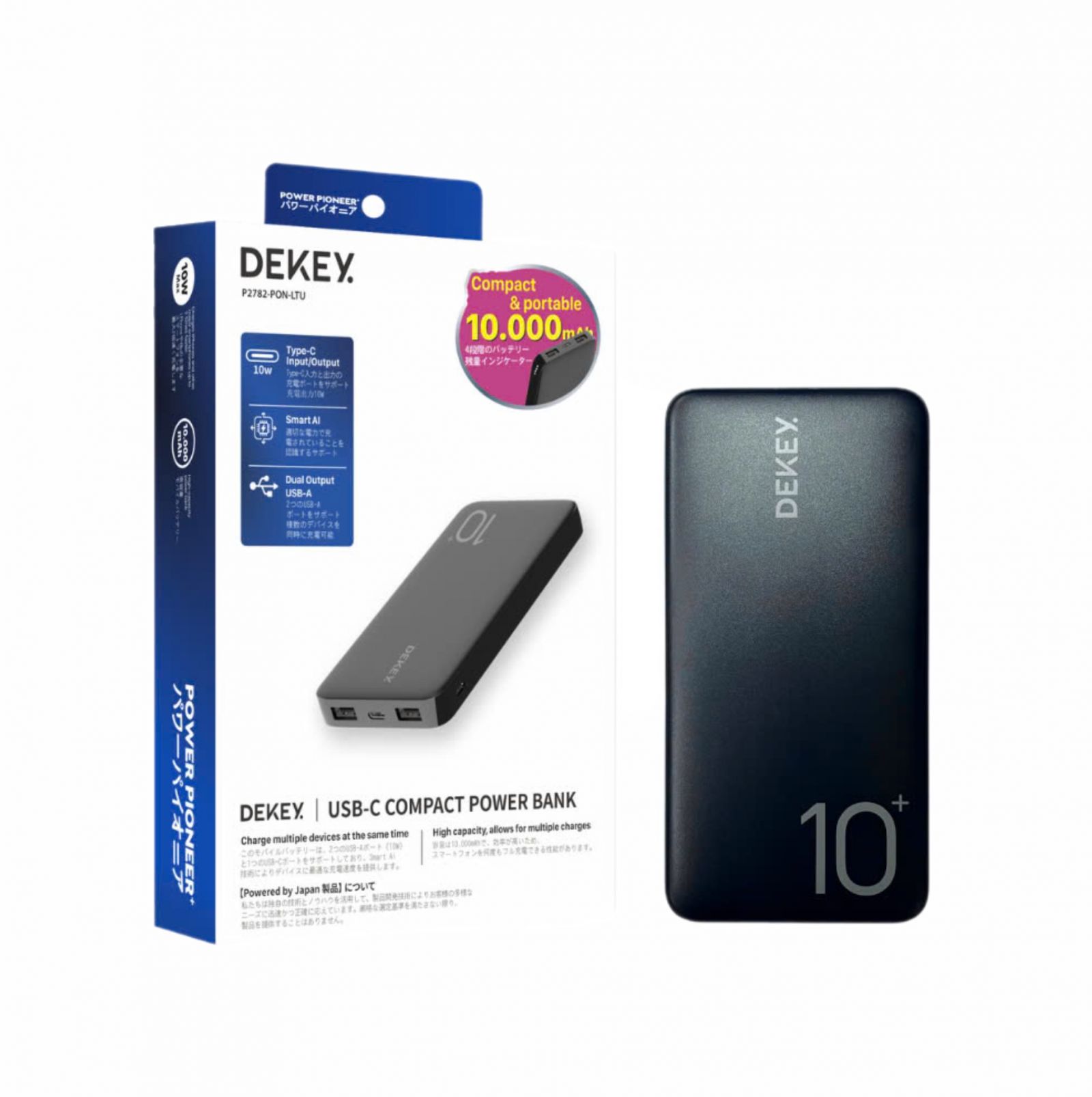 Sạc Dự Phòng DEKEY Power Pioneer 10.000mAh USB-C PD Power Bank 10W