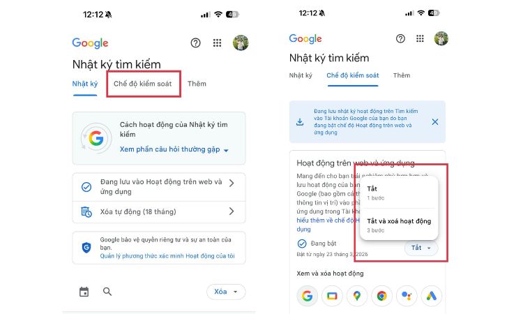 Cách để lịch sử tìm kiếm không tự động lưu