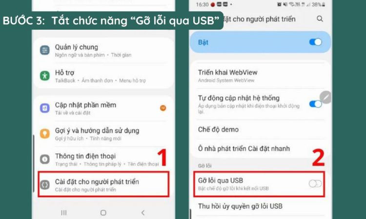 Tắt Gỡ lỗi USB