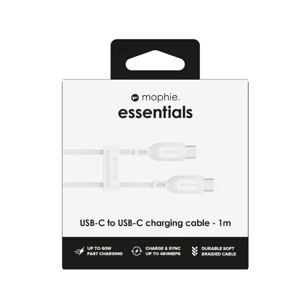 Cáp USB-C to USB-C (60W) Mophie Essential 1M