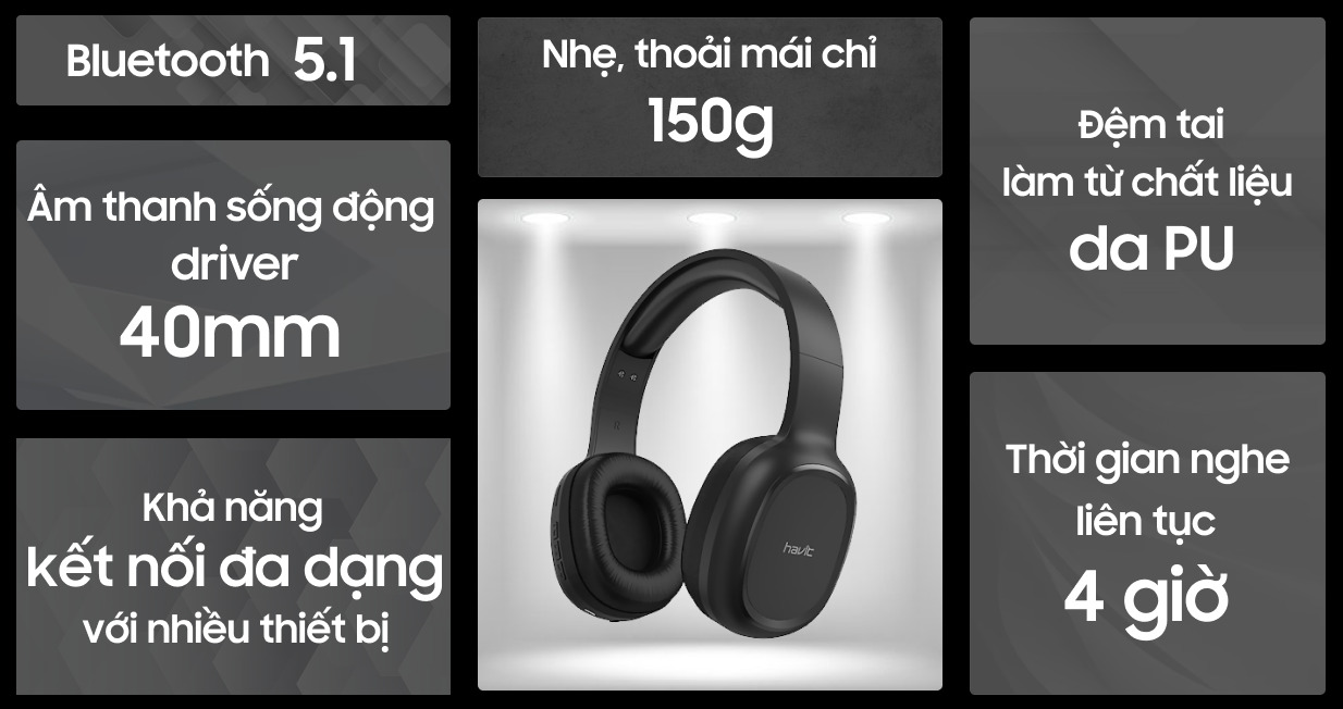 Tai nghe chụp tai Havit H2590BT Pro