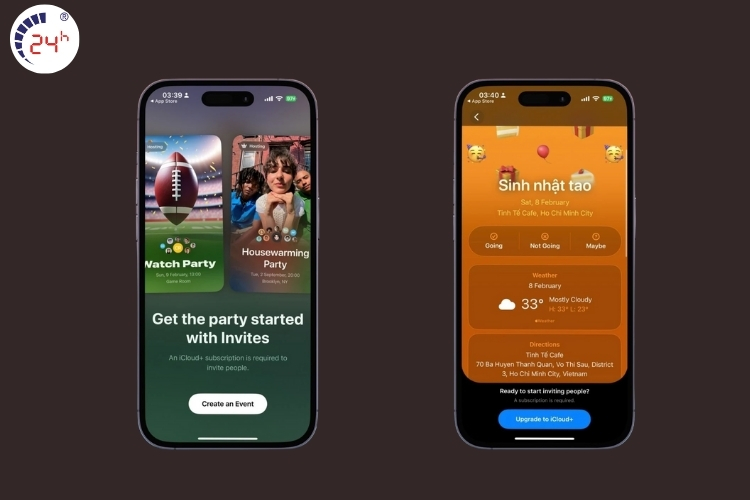 Tính năng tích hợp dự báo thời tiết trên Apple Invites