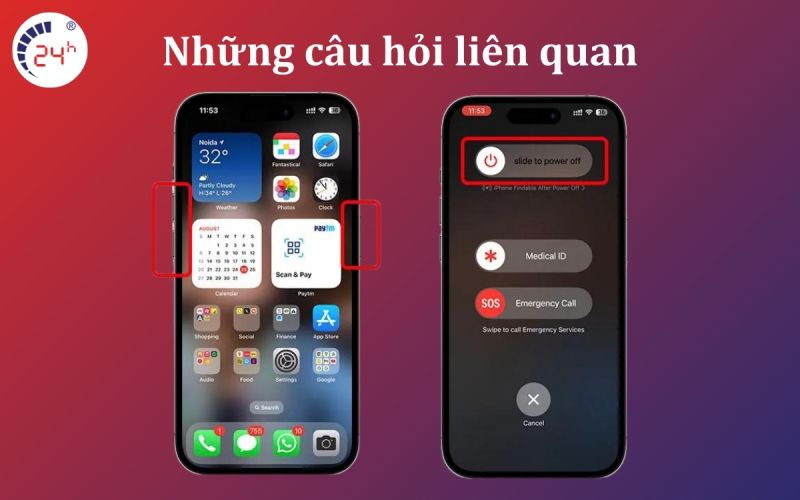 Cau hoi lien quan khi thuc hien cach tat nguon iPhone 15 bi do 