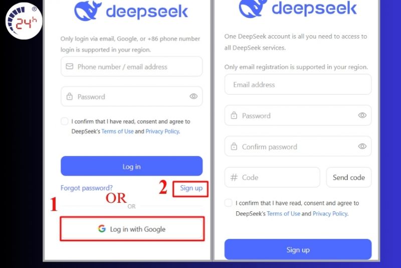 Đăng ký tài khoản DeepSeek bước 2