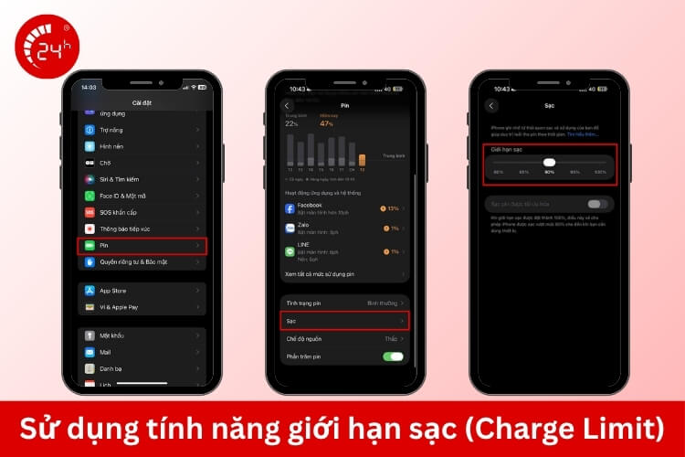 Dùng tính năng giới hạn sạc
