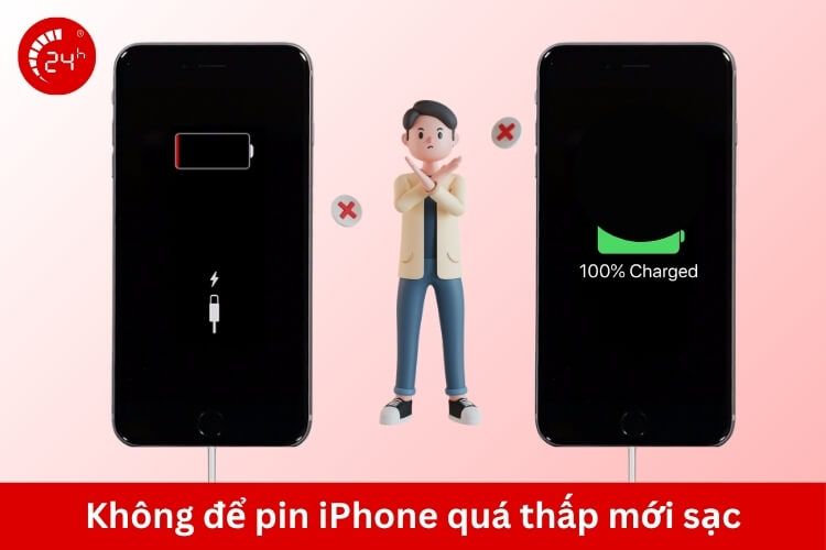 Không để pin iPhone quá thấp mới sạc