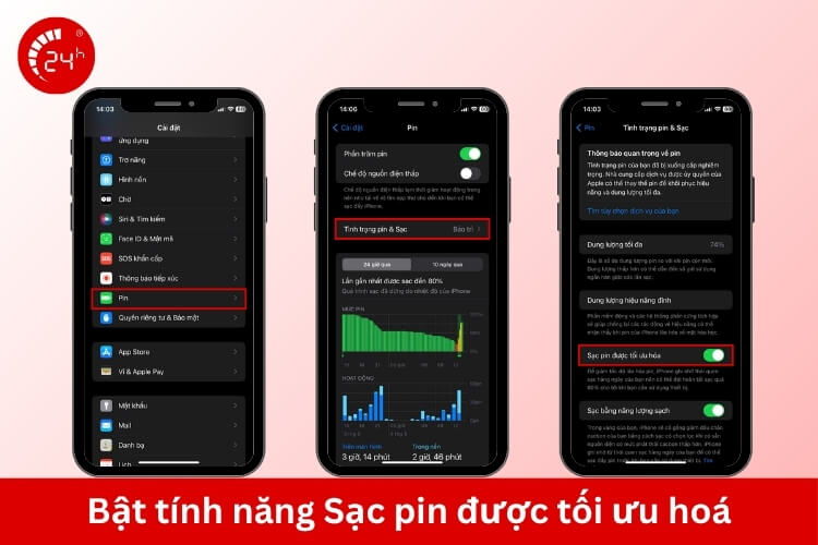 Bật tính năng sạc tối ưu hoá