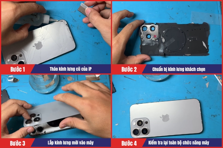 Nhân viên tiến hành thay kính lưng tại chamsocdidong.com