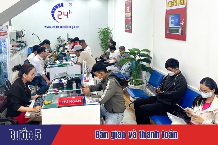 Nhân viên Bàn giao máy và hoàn tất thủ tục thanh toán