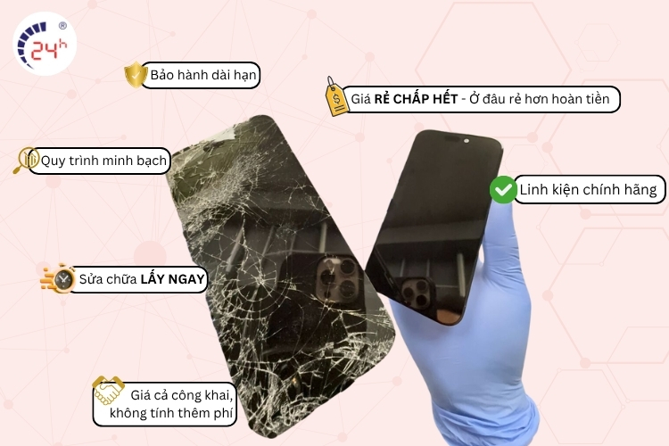 cam két khi thay mặt kính iPhone 15 Pro Max
