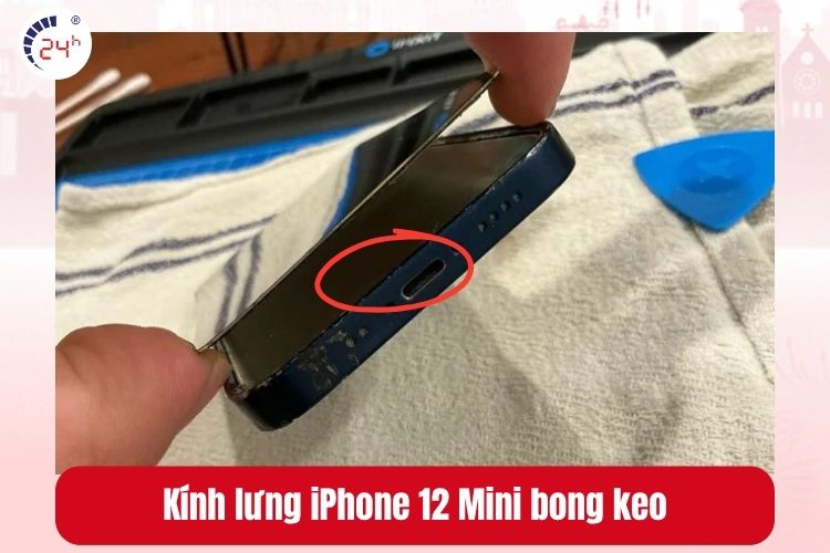 Kính lưng iPhone 12 Mini bong keo