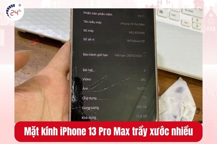 Mặt kính iPhone 13 Pro Max trầy xước nhiều