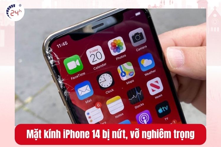 Mặt kính iPhone 14 bị nứt, vỡ nghiêm trọng