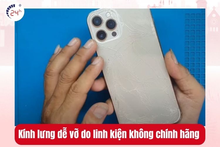 Kính lưng dễ vỡ do linh kiện không chính hãng