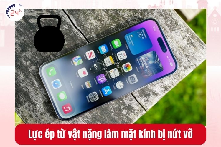 Lực ép từ vật nặng làm mặt kính bị nứt vỡ
