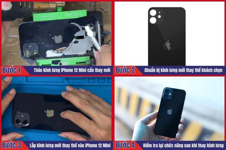 Nhân viên thực hiện tiến hành 4 bước thay kính lưng iPhone 12 Mini tại chamsocdidong.com