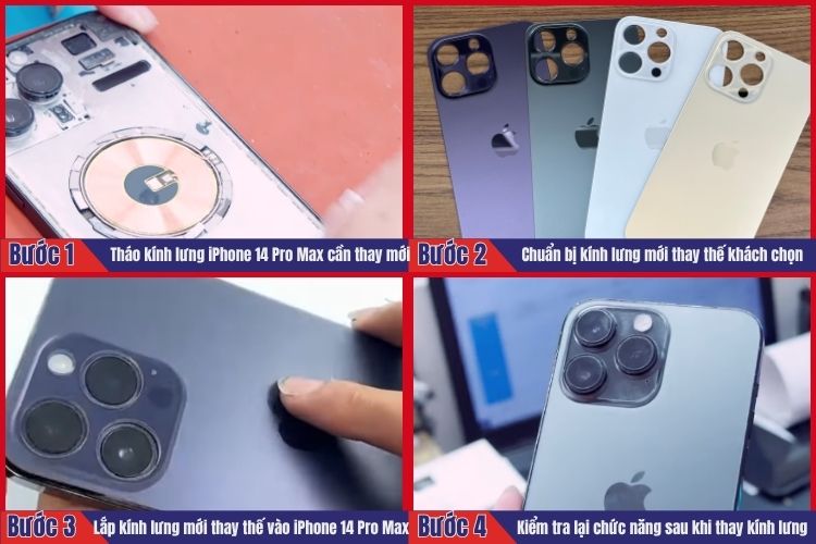 Nhân viên thực hiện tiến hành 4 bước thay kính lưng iPhone 14 Pro Max tại chamsocdidong.com  