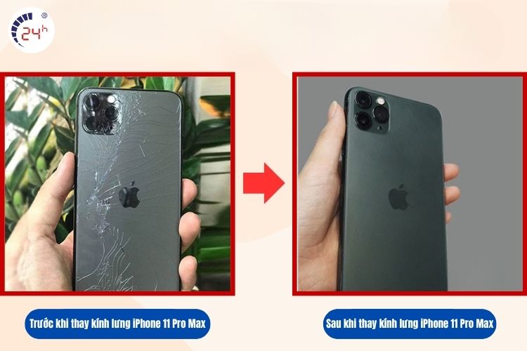 Trước và sau khi thay kính lưng iPhone 11 Pro Max