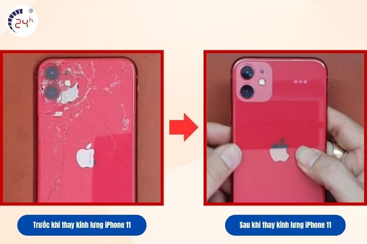 Trước và sau khi thay kính lưng iPhone 11