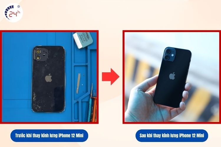 Trước và sau khi thay kính lưng iPhone 12 Mini