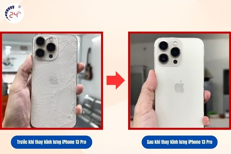 Trước và sau khi thay kính lưng iPhone 13 Pro  