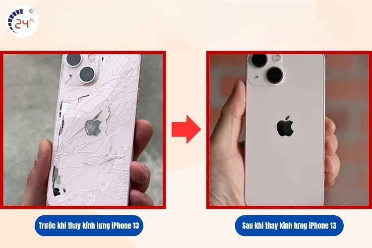 Trước và sau khi thay kính lưng iPhone 13