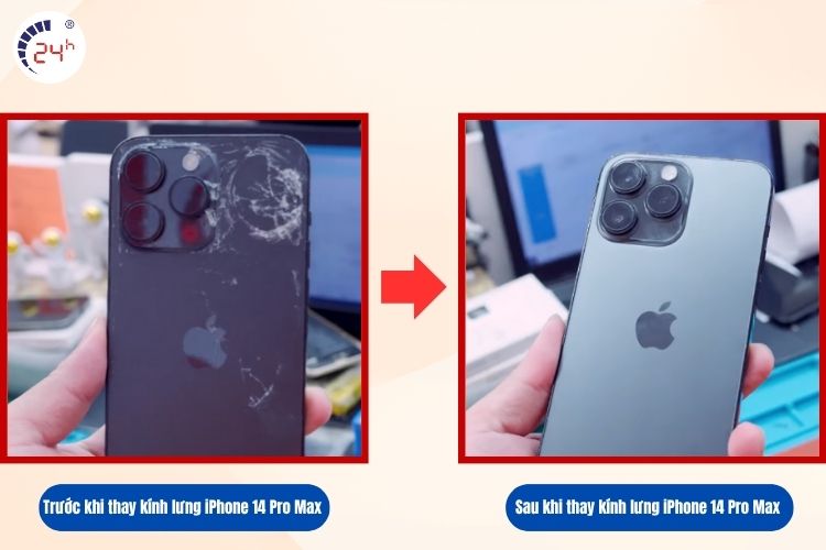 Trước và sau khi thay kính lưng iPhone 14 Pro Max  