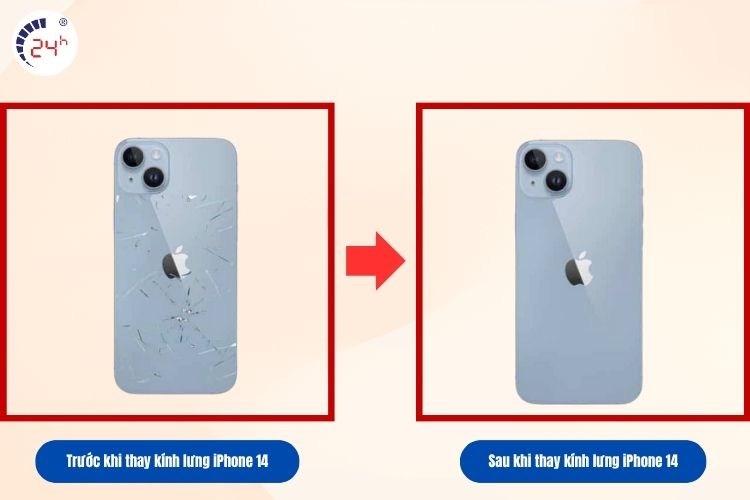 Trước và sau khi thay kính lưng iPhone 14