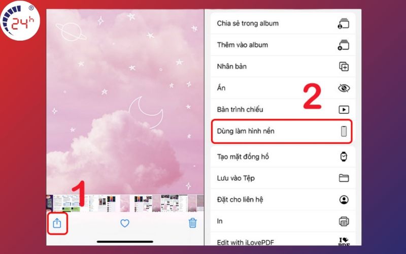 Cách cài hình nền iPhone với album ảnh