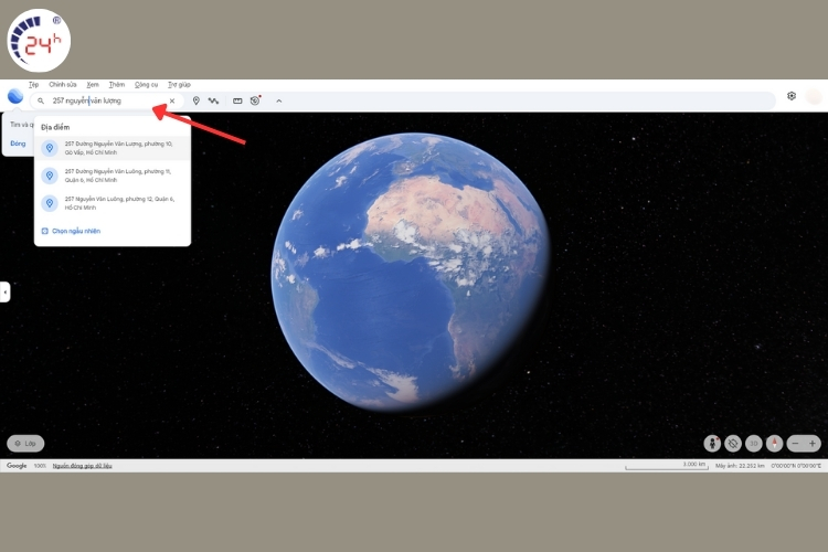 Nhập địa chỉ để xem lại nhà cũ 5 năm trước bằng Google Earth