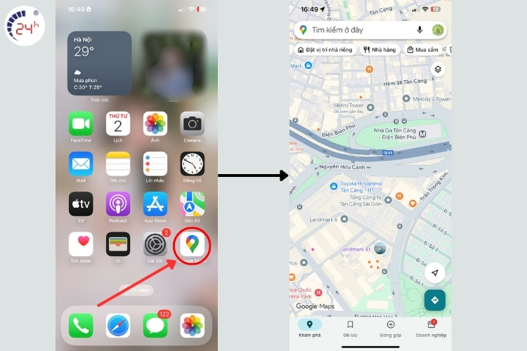 Cách xem nhà cũ trên Google Maps trên điện thoại