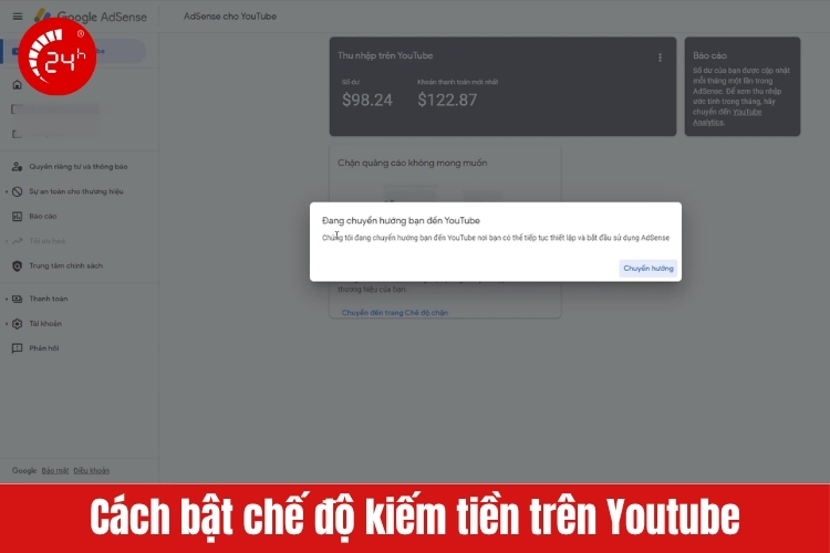 Bật kiếm tiền trên nền tảng Youtube B8