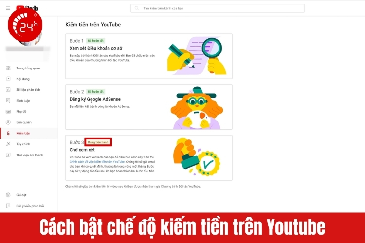 Bật kiếm tiền trong Youtube B9