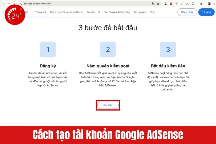 Cách tạo tài khoản Google AdSense B1